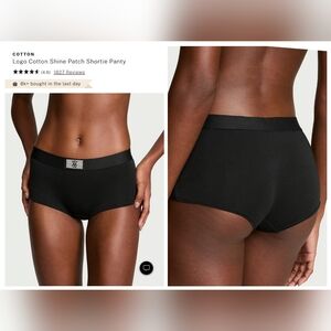 Victoria's secret shine patch logo cotton boyshort panty BLACK LARGE